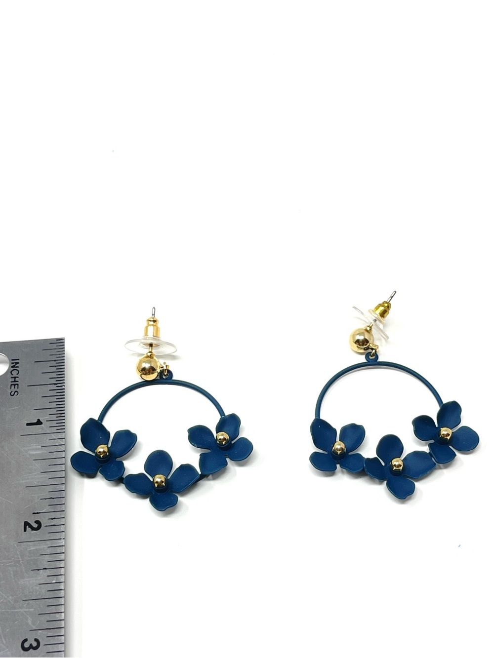 New Anthropologie Zenzii Buttercup Drop Earrings Blue - Picture 3 of 5